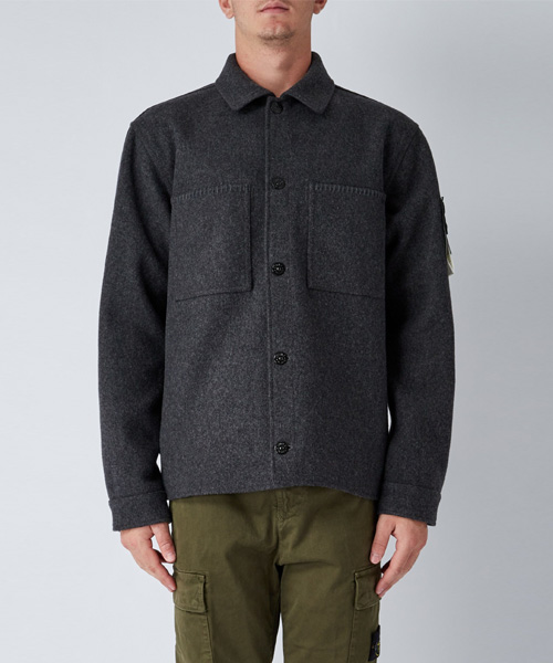 S-5323<br><b>STONE ISLAND</b><br>울 블렌드 로고 패치 셔츠</b><br>[매장가-100만원대]