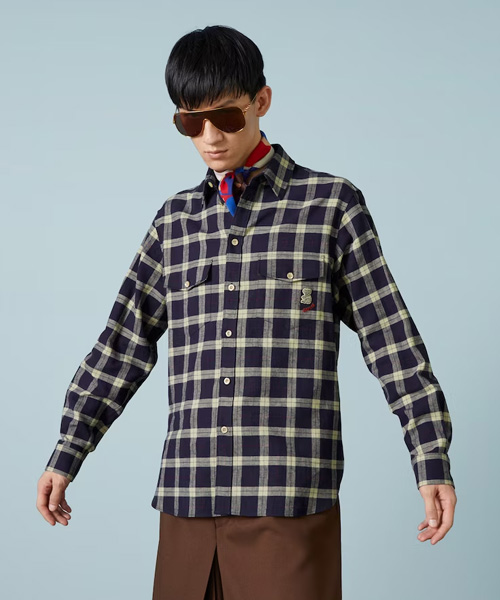S-5355<br><b>GUCCI</b><br>자수 코튼 체크 셔츠</b><br>[매장가-170만원대]