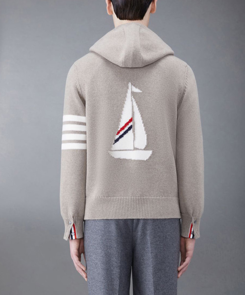 JK-23684<br><b>THOM BROWNE</b><br>인타르시아 4-바 지퍼 후디</b><br>[매장가-200만원대]