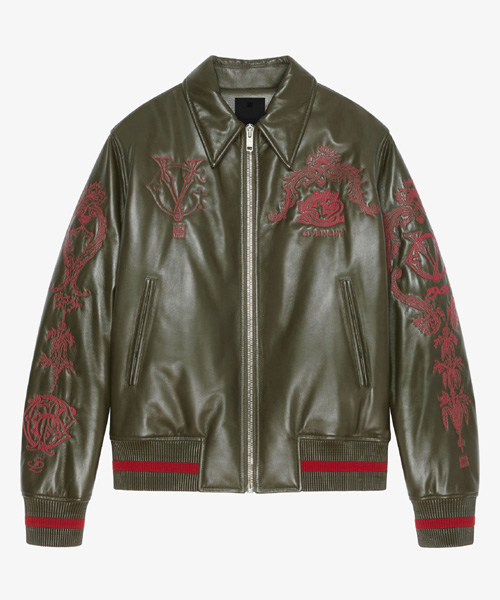JK-23464<br><b>GIVENCHY</b><br>엠브로이더드 가죽 크레스트 봄버 자켓</b><br>[매장가-1000만원대]