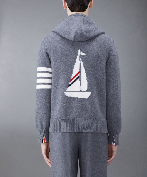 JK-23685<br><b>THOM BROWNE</b><br>인타르시아 4-바 지퍼 후디</b><br>[매장가-200만원대]