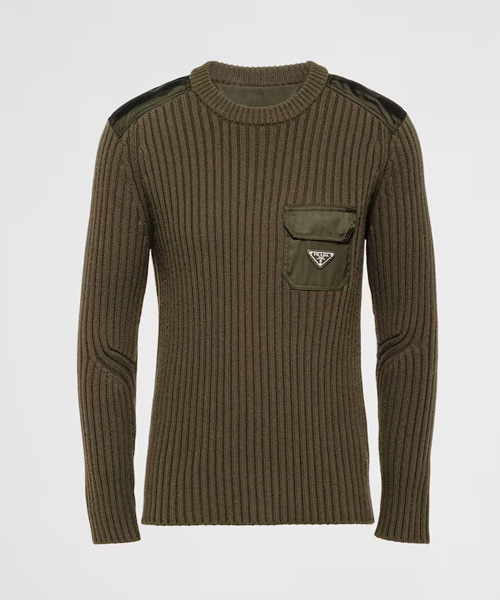 T-30416<br><b>PRADA</b><br>트라이앵글 패치 포켓 울 & 캐시미어 스웨트</b><br>[매장가-450만원대]