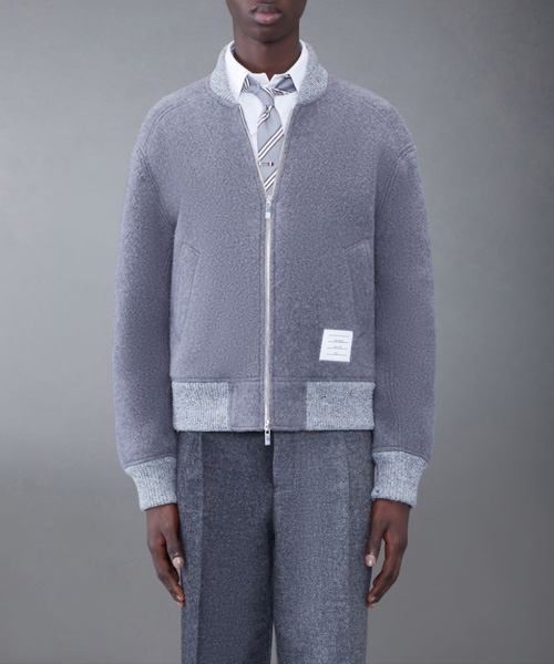 JK-23569<br><b>THOM BROWNE</b><br>울 플리스 스트라이프 봄버</b><br>[매장가-300만원대]