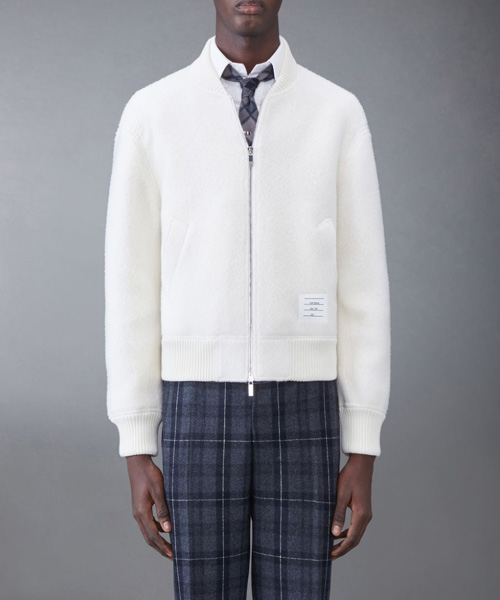 JK-23568<br><b>THOM BROWNE</b><br>울 플리스 스트라이프 봄버</b><br>[매장가-300만원대]