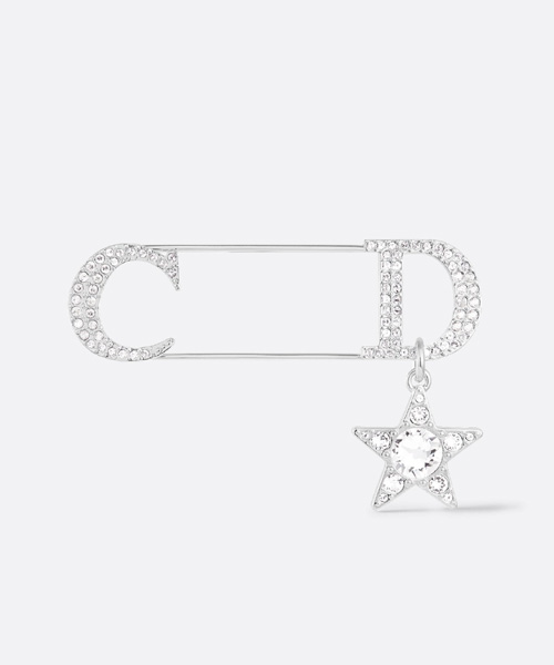A-42175<br><b>DIOR</b><br>실버 피니시 브라스 & 화이트 크리스탈 브로치</b><br>[매장가-60만원대]