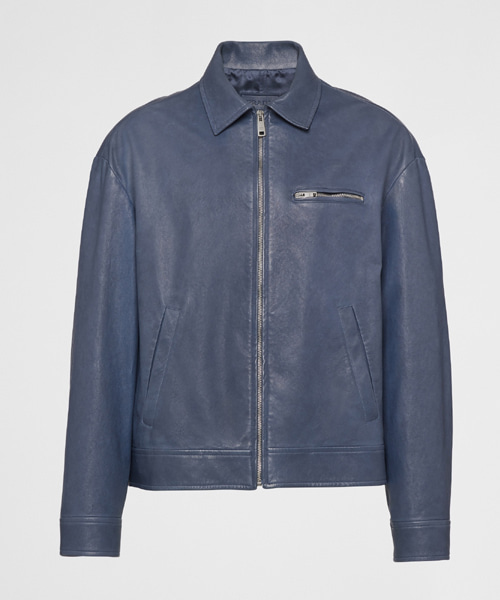 JK-23905<br><b>PRADA</b><br>나파 가죽 지퍼 블루종 자켓</b><br>[매장가-1000만원대]
