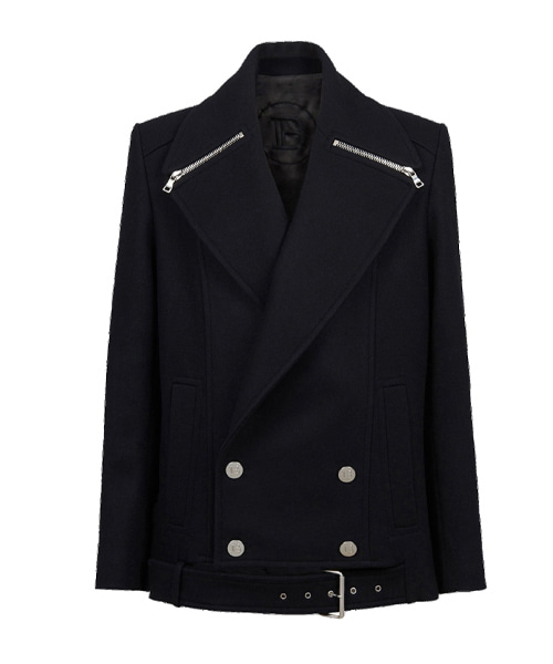 JK-23972<br><b>BALMAIN</b><br>지퍼 벨트 크롭 울 코트</b><br>[매장가-500만원대]