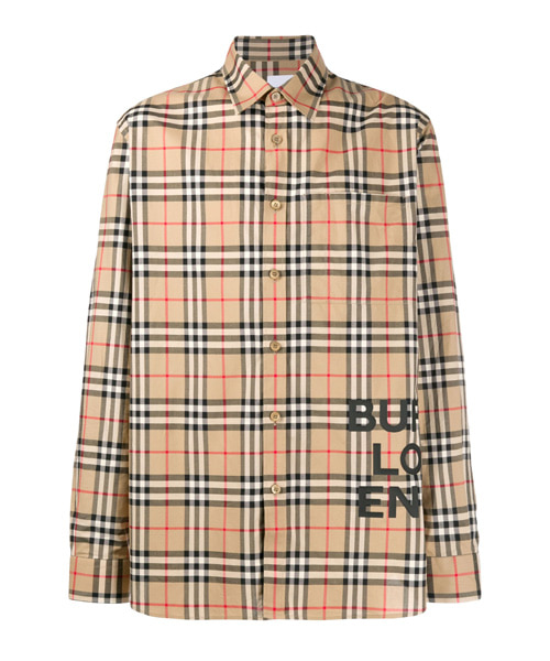 S-5458<br><b>BURBERRY</b><br>로고 프린트 체크 코튼 셔츠</b><br>[매장가-100만원대]
