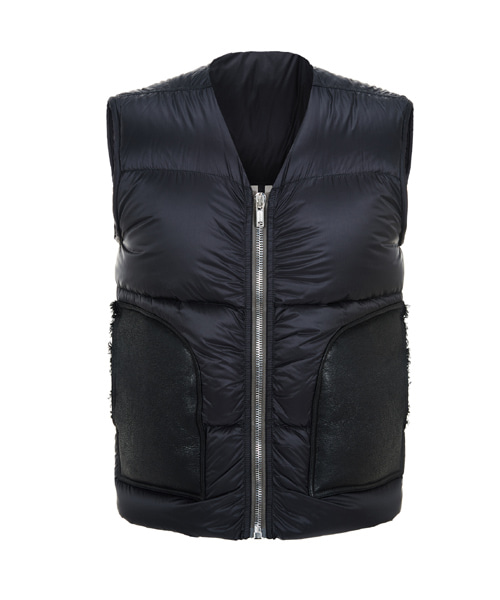 JK-23907<br><b>RICK OWENS</b><br>레더 포켓 구스 다운 패딩 베스트</b><br>[매장가-200만원대]