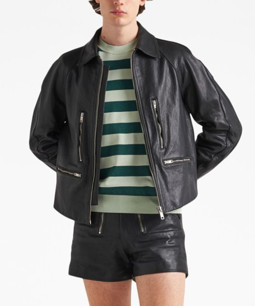 JK-24025<br><b>PRADA</b><br>크롭 가죽 집업 재킷</b><br>[매장가-1000만원대]