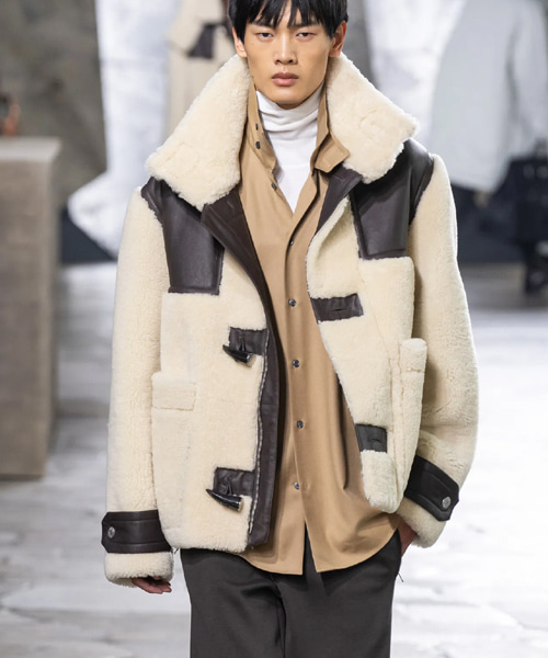 JK-23853<br><b>HERMES</b><br>가죽 싱글 버튼 숏 코트</b><br>[매장가-1000만원대]