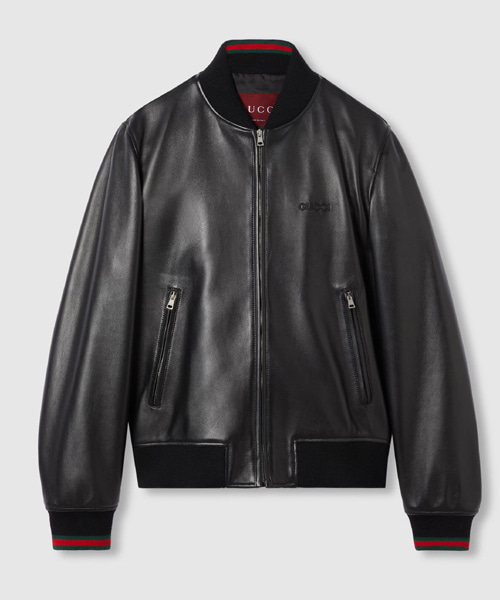 JK-24245<br><b>GUCCI</b><br>웹 가죽 봄버 재킷</b><br>[매장가-500만원대]