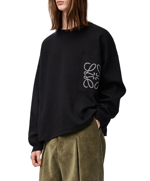 T-30644<br><b>LOEWE</b><br>시그니처 로고 자수 코튼 혼방 스웨터</b><br>[매장가-210만원대]