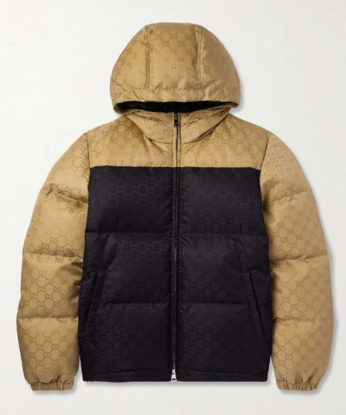 JK-24336<br><b>GUCCI</b><br>투톤 퀄팅 로고 자카드 후드 다운 자켓</b><br>[매장가-400만원대]