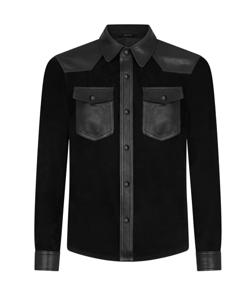 S-5511<br><b>TOM FORD</b><br>가죽 트리밍 스웨이드 셔츠</b><br>[매장가-1000만원대]