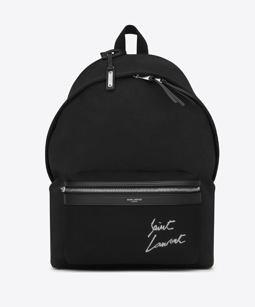 A-42591<br><b>SAINT LAURENT</b><br>생로랑 자수 시티 백팩 캔버스</b><br>[매장가-180만원대]