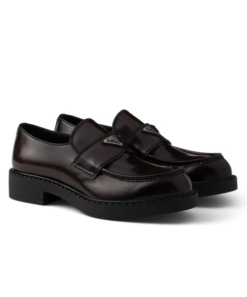 A-42954<br><b>PRADA</b><br>브라운 브러시드 가죽 로퍼</b><br>[매장가-150만원대]