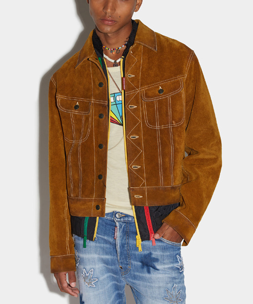 JK-24503<br><b>DSQUARED2</b><br>가죽 L.A 진 재킷</b><br>[매장가-500만원대]