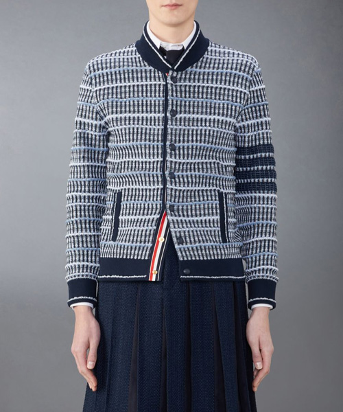 JK-24464<br><b>THOM BROWNE</b><br>코튼 앤 리넬 트위드 자카드 4-바 봄버 재킷</b><br>[매장가-460만원대]