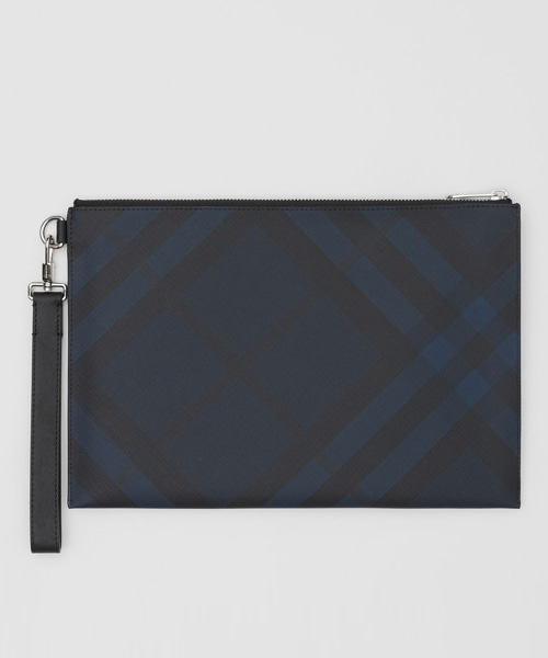 A-42593<br><b>BURBERRY</b><br>런던 체크 & 가죽 지퍼 파우치</b><br>[매장가-200만원대]