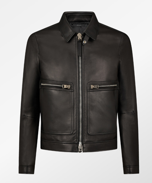 JK-24381<br><b>TOM FORD</b><br>그레인 레더 콘트라스트 지퍼 블루종</b><br>[매장가-1000만원대]