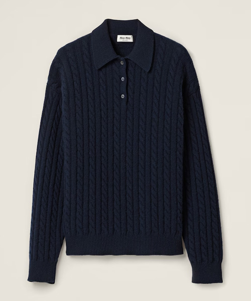T-30777<br><b>MIU MIU</b><br>캐시미어 니트 폴로 셔츠</b><br>[매장가-320만원대]