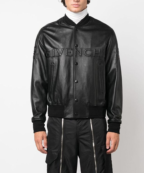 JK-24550<br><b>GIVENCHY</b><br>로고 엠보싱 가죽 바시티 재킷</b><br>[매장가-600만원대]