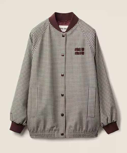 JK-24575<br><b>MIU MIU</b><br>로고 아플리케 버튼업 봄버 재킷</b><br>[매장가-500만원대]