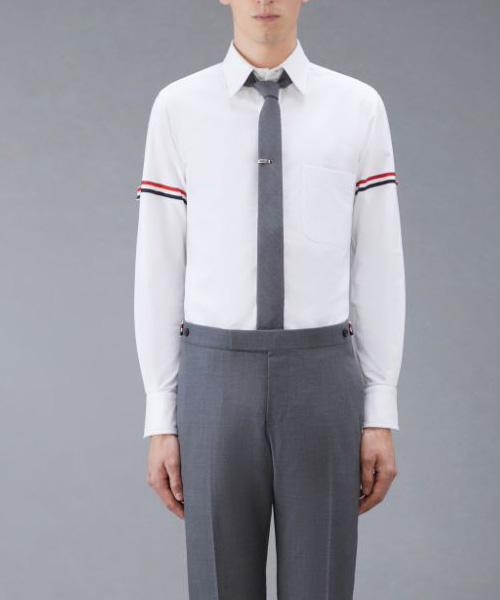 S-5525<br><b>THOM BROWNE</b><br>옥스포드 스트라이프 그로그랭 암밴드 클래식 셔츠</b><br>[매장가-80만원대]