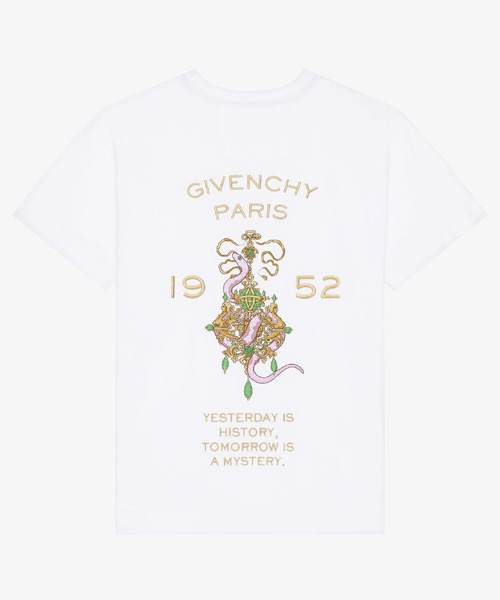 T-30990<br><b>GIVENCHY</b><br>샹들리에 스네이크 자수 코튼 티셔츠</b><br>[매장가-130만원대]