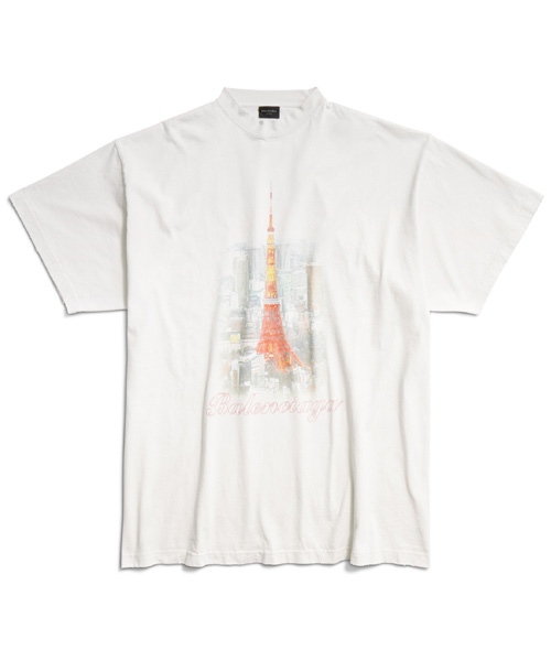 T-31145<br><b>BALENCIAGA</b><br>긴자 스토어 오버사이즈 티셔츠 오프화이트 - 일본 한정</b><br>[매장가-120만원대]