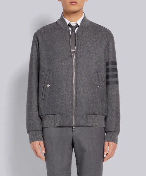 JK-24744<br><b>THOM BROWNE</b><br>테크 다운 울 플란넬 토널 4-바 블루종 재킷</b><br>[매장가-350만원대]