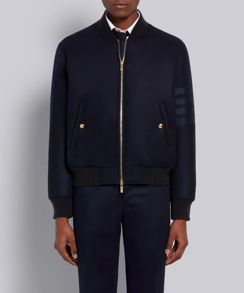 JK-24743<br><b>THOM BROWNE</b><br>테크 다운 울 플란넬 토널 4-바 블루종 재킷</b><br>[매장가-350만원대]