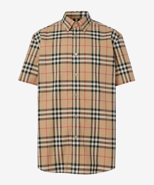 S-5561<br><b>BURBERRY</b><br>숏 슬리브 체크 코튼 포플린 셔츠</b><br>[매장가-50만원대]