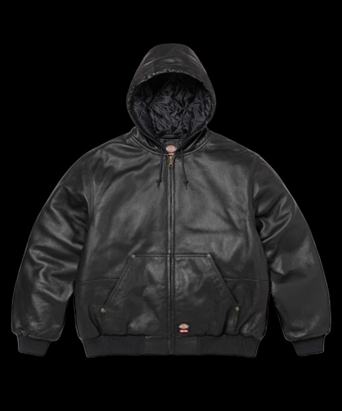 JK-24688<br><b>SUPREME x DICKIES</b><br>후드 레더 워크 자켓</b><br>[매장가-90만원대]