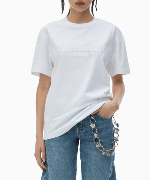 T-31368<br><b>ALEXANDER WANG</b><br>코튼 저지 디스트레스드 로고 디테일 티셔츠</b><br>[매장가-40만원대]