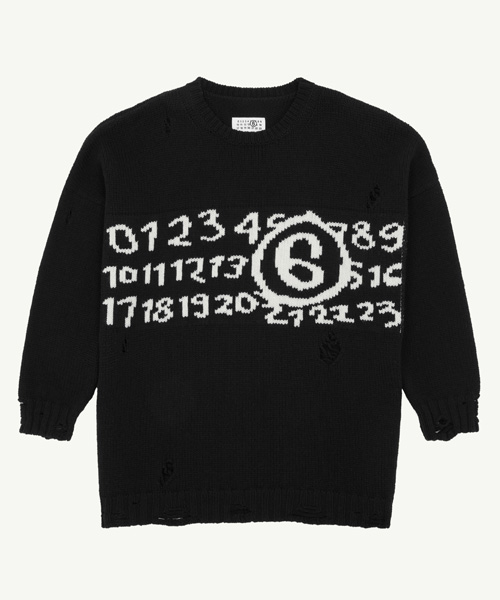 T-31342<br><b>MAISON MARGIELA</b><br>넘버 자수 울 데미지 스웨터</b><br>[매장가-100만원대]
