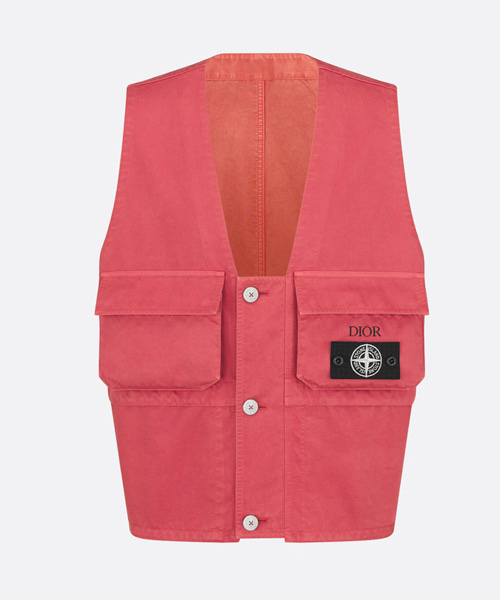 JK-24788<br><b>DIOR x STONE ISLAND</b><br>레드 코튼 블렌드 새틴 베스트 자켓</b><br>[매장가-410만원대]