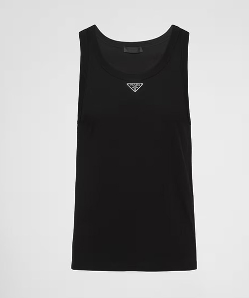 T-31376<br><b>PRADA</b><br>삼각 로고 패치 코튼 나시 티셔츠</b><br>[매장가-140만원대]
