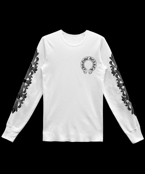 T-31393<br><b>CHROME HEARTS</b><br>홀스슈 로고 와플 써멀 플로럴 롱 슬리브 티셔츠</b><br>[매장가-130만원대]
