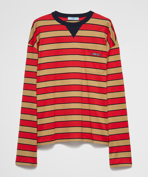 T-31410<br><b>PRADA</b><br>스트라이프 라일 롱 슬리브 코튼 티셔츠</b><br>[매장가-170만원대]