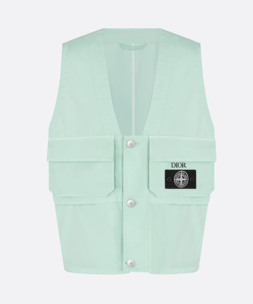 JK-24787<br><b>DIOR x STONE ISLAND</b><br>라이트 그린 코튼 블렌드 새틴 베스트 자켓</b><br>[매장가-410만원대]
