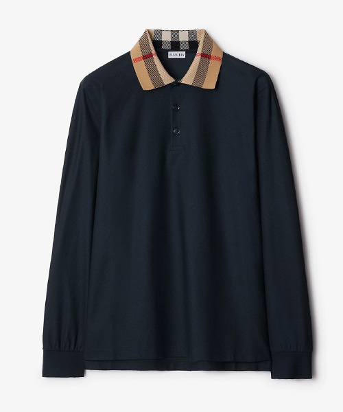 T-31304<br><b>BURBERRY</b><br>체크 폴로 롱 슬리브 코튼 티셔츠</b><br>[매장가-80만원대]