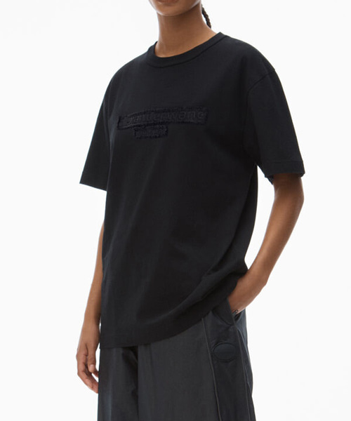 T-31369<br><b>ALEXANDER WANG</b><br>코튼 저지 디스트레스드 로고 디테일 티셔츠</b><br>[매장가-40만원대]