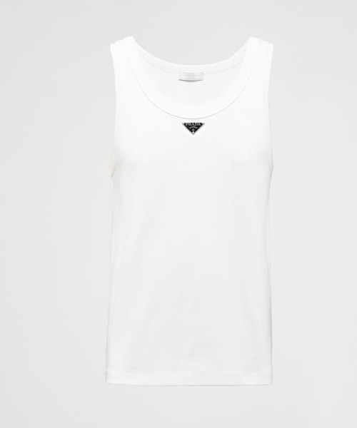 T-31375<br><b>PRADA</b><br>삼각 로고 패치 코튼 나시 티셔츠</b><br>[매장가-140만원대]