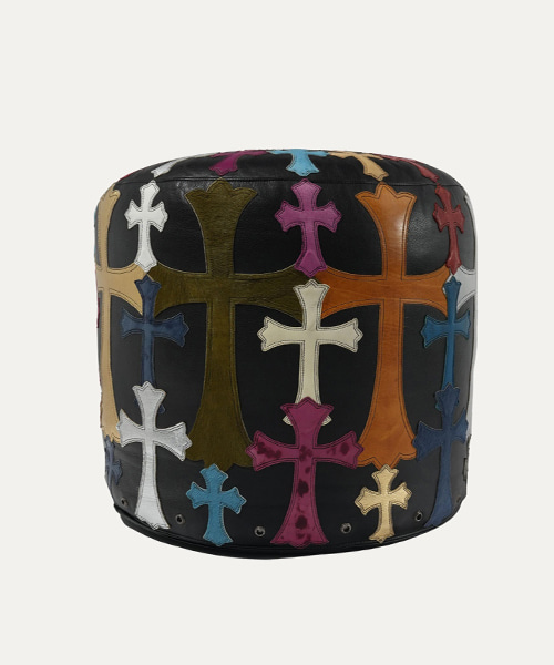 A-43656<br><b>CHROME HEARTS</b><br>가죽 멀티컬러 크로스 패치 스툴</b><br>[매장가-2900만원대]