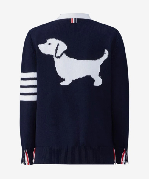 JK-24817<br><b>THOM BROWNE</b><br>코튼 사선 헥터 브이넥 가디건</b><br>[매장가-140만원대]