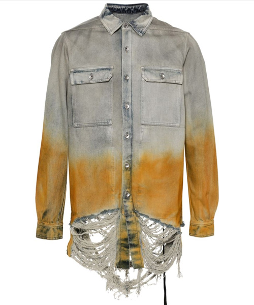 JK-24860<br><b>RICK OWENS</b><br>프린지 헴 디스트레스드 데님 오버셔츠 자켓</b><br>[매장가-460만원대]