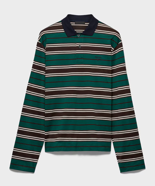 T-31579<br><b>PRADA</b><br>스트라이프 코튼 폴로 셔츠</b><br>[매장가-120만원대]