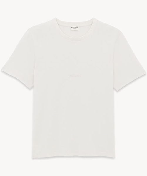 T-31672<br><b>SAINT LAURENT</b><br>로고 자수 코튼 티셔츠</b><br>[매장가-80만원대]